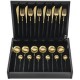 Set de 24 couverts noirs et dorés GOA avec coffret bois 