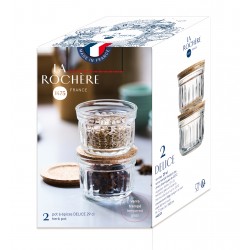 Coffret de 2 verrines 29 cl conservation sèche avec couvercle en liège