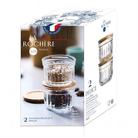 Coffret de 2 verrines 29 cl conservation sèche avec couvercle en