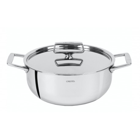 Faitout avec couvercle plat tout inox diamètre 24 cm - CRISTEL